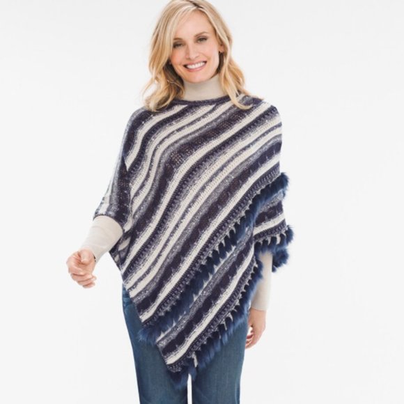 SPARKLE STRIPED PONCHO - Picture 3 of 5
